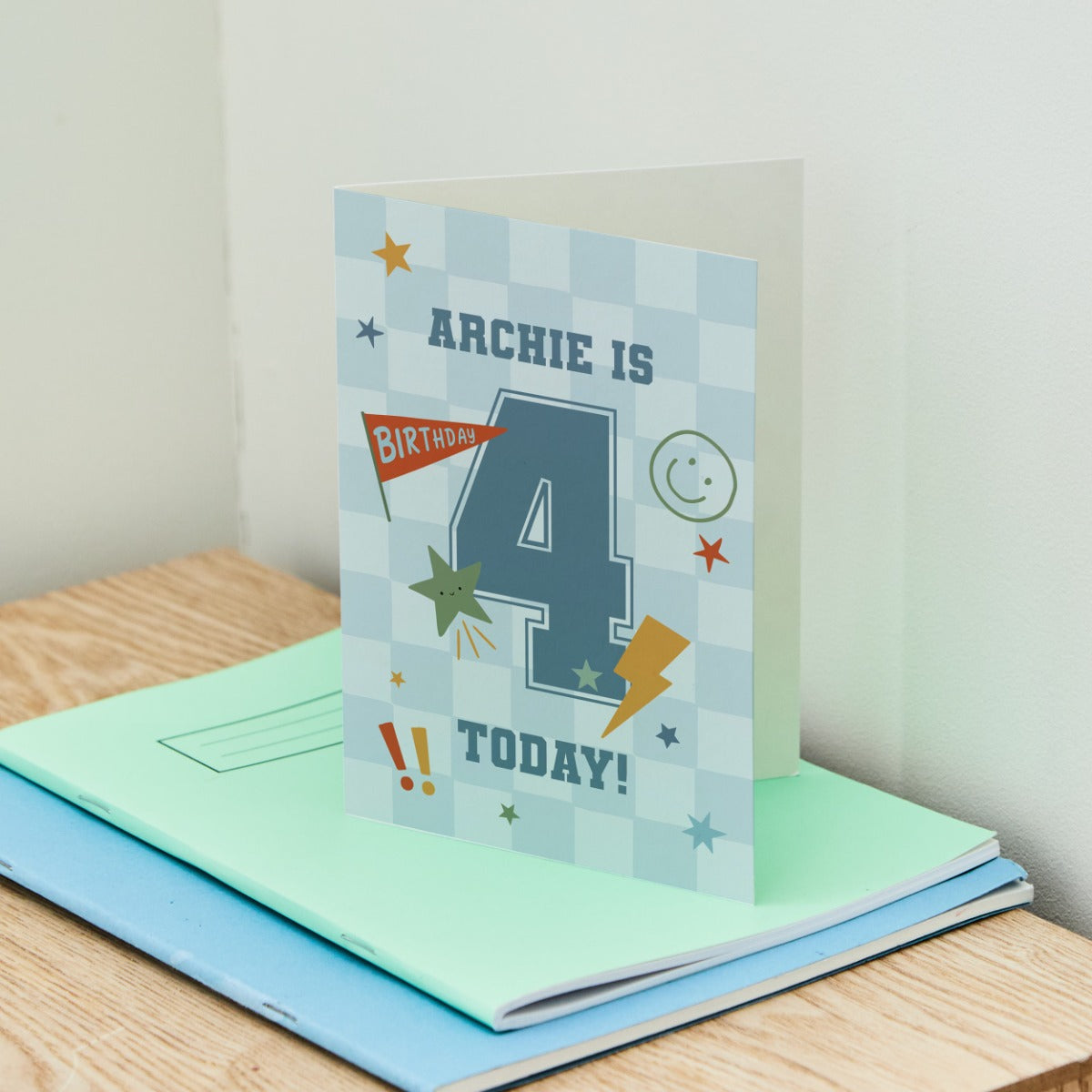 Personalised Blue Number Birthday Card 