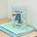 Personalised Blue Number Birthday Card 