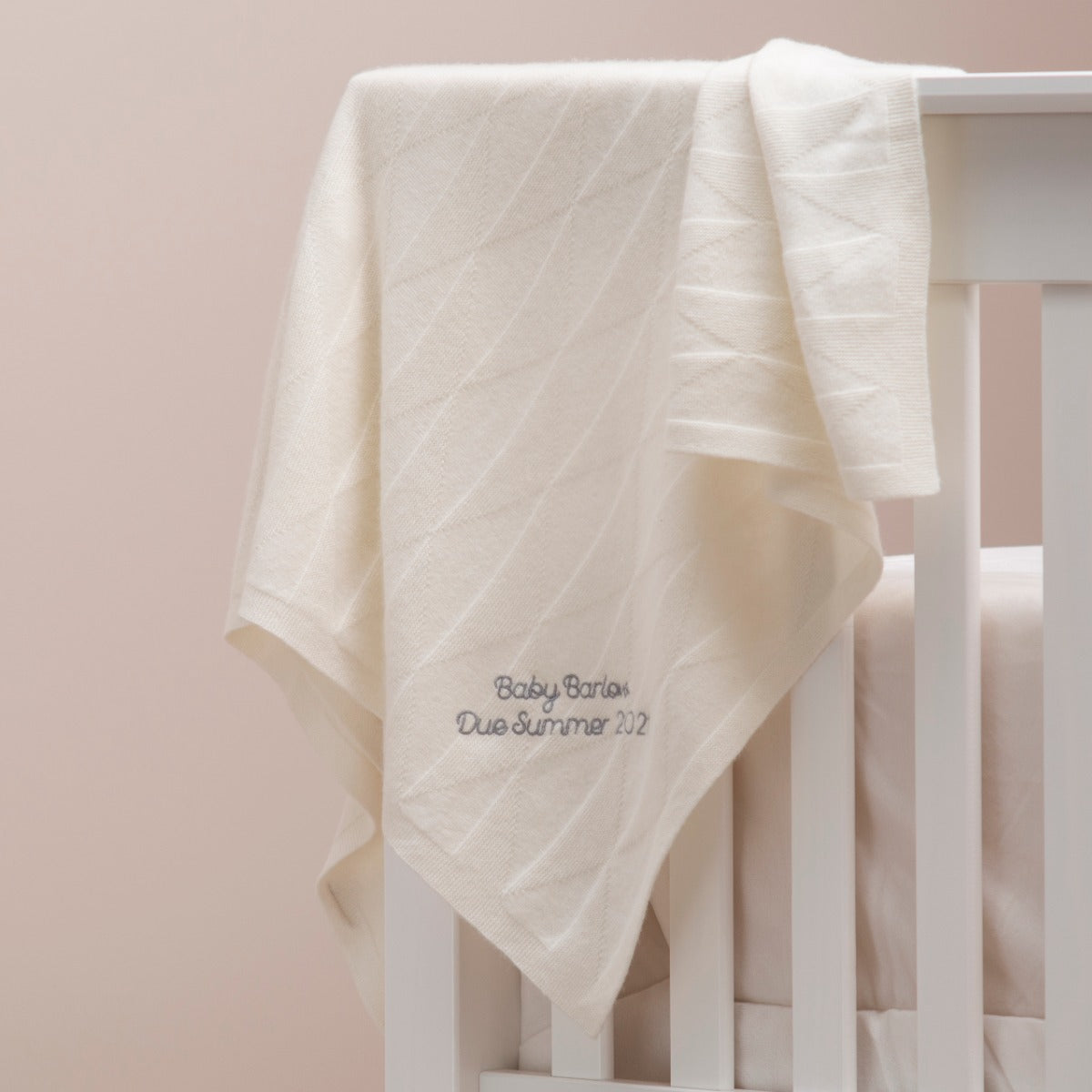 Personalised 100% Cashmere Ivory Baby Blanket