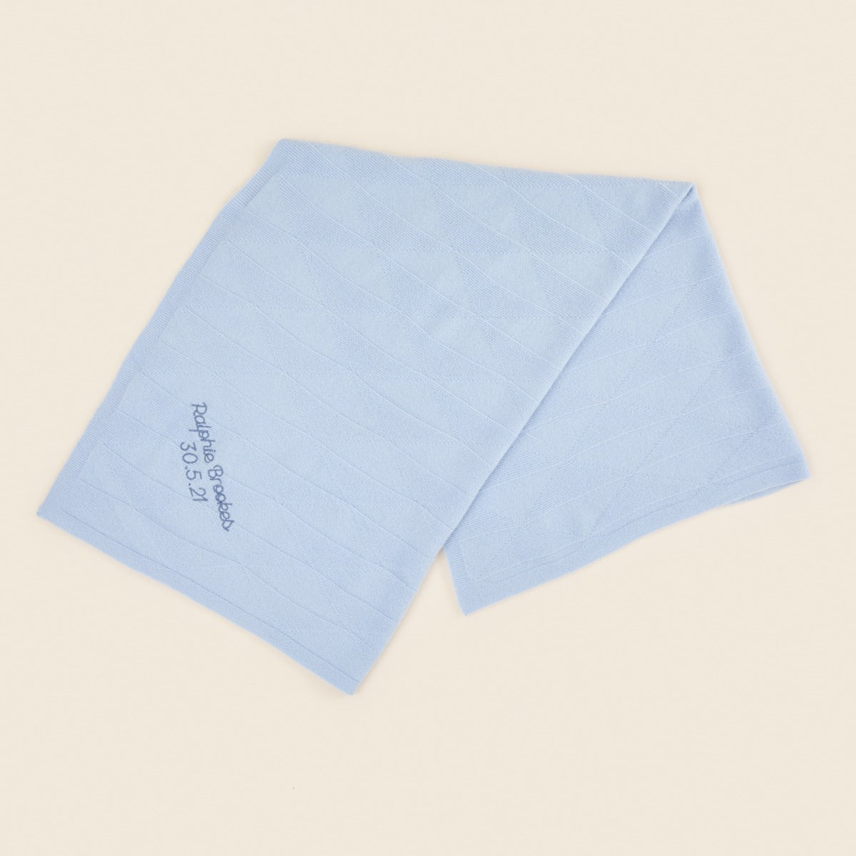 Personalised 100% Cashmere Blue Baby Blanket