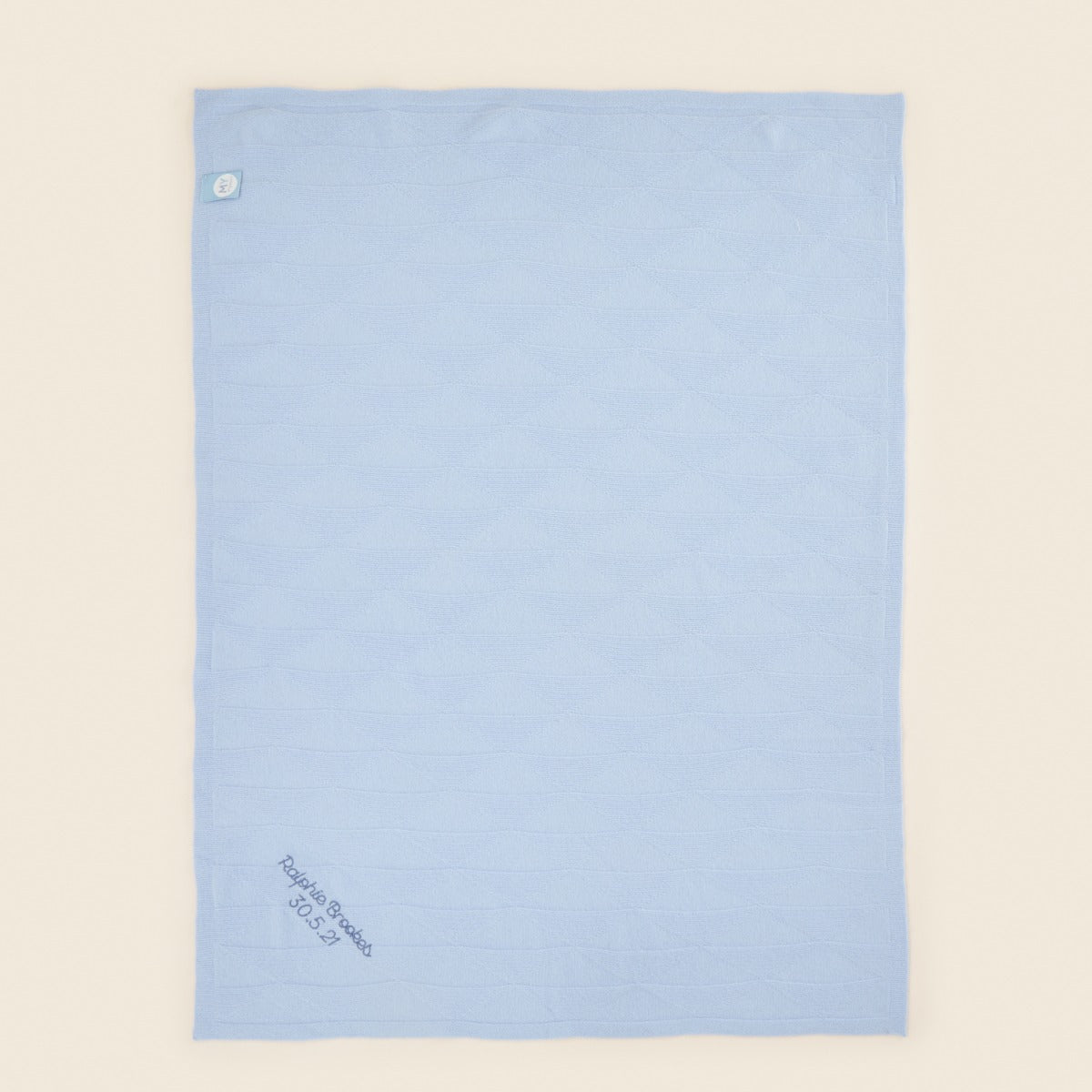 Personalised 100% Cashmere Blue Baby Blanket
