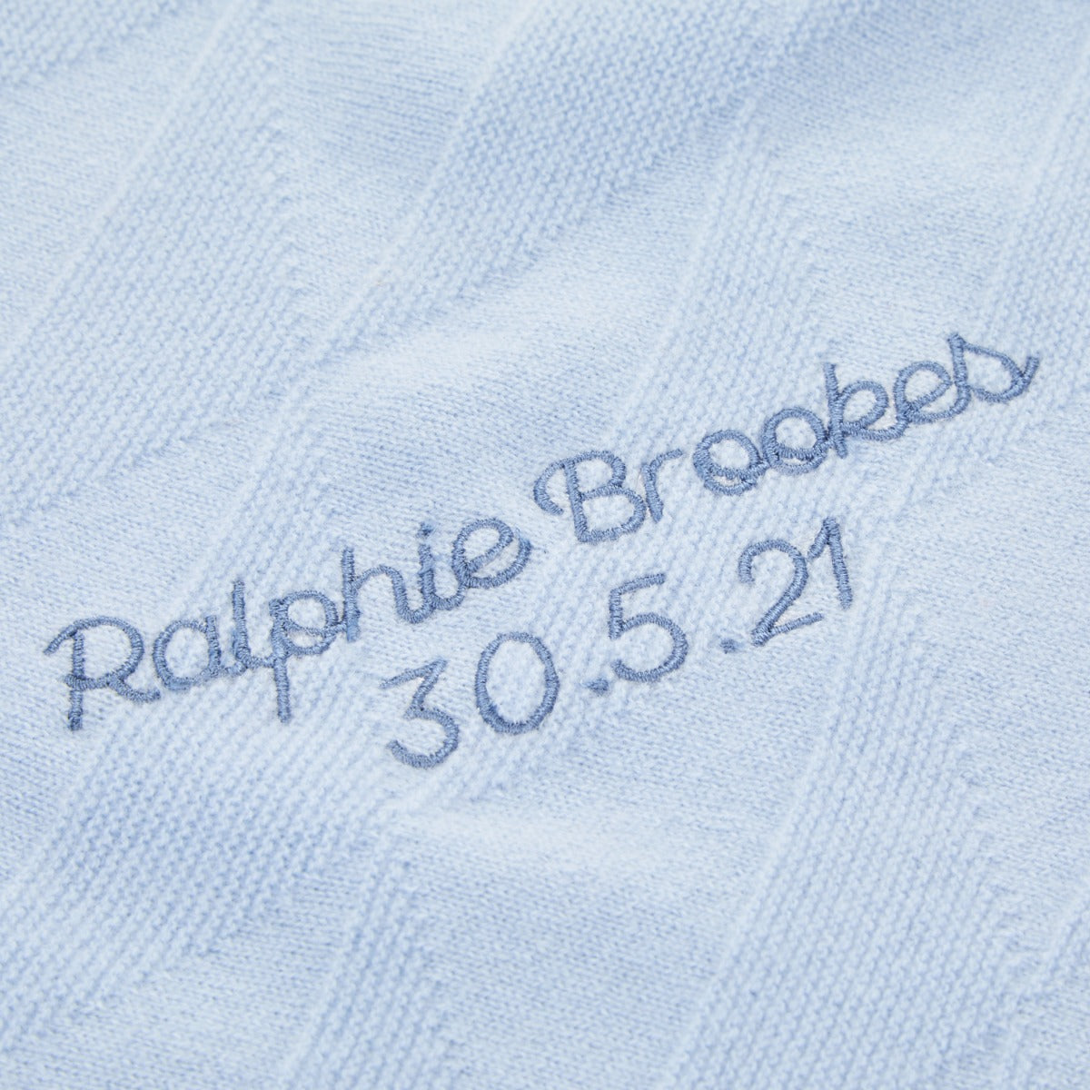 Personalised 100% Cashmere Blue Baby Blanket