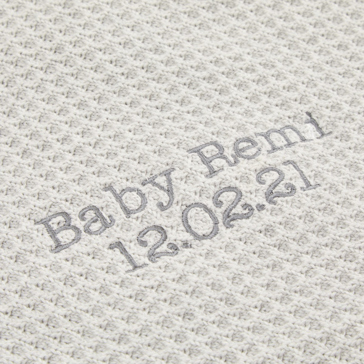 Personalised Grey Cashmere Blend Baby Blanket with Pom Poms