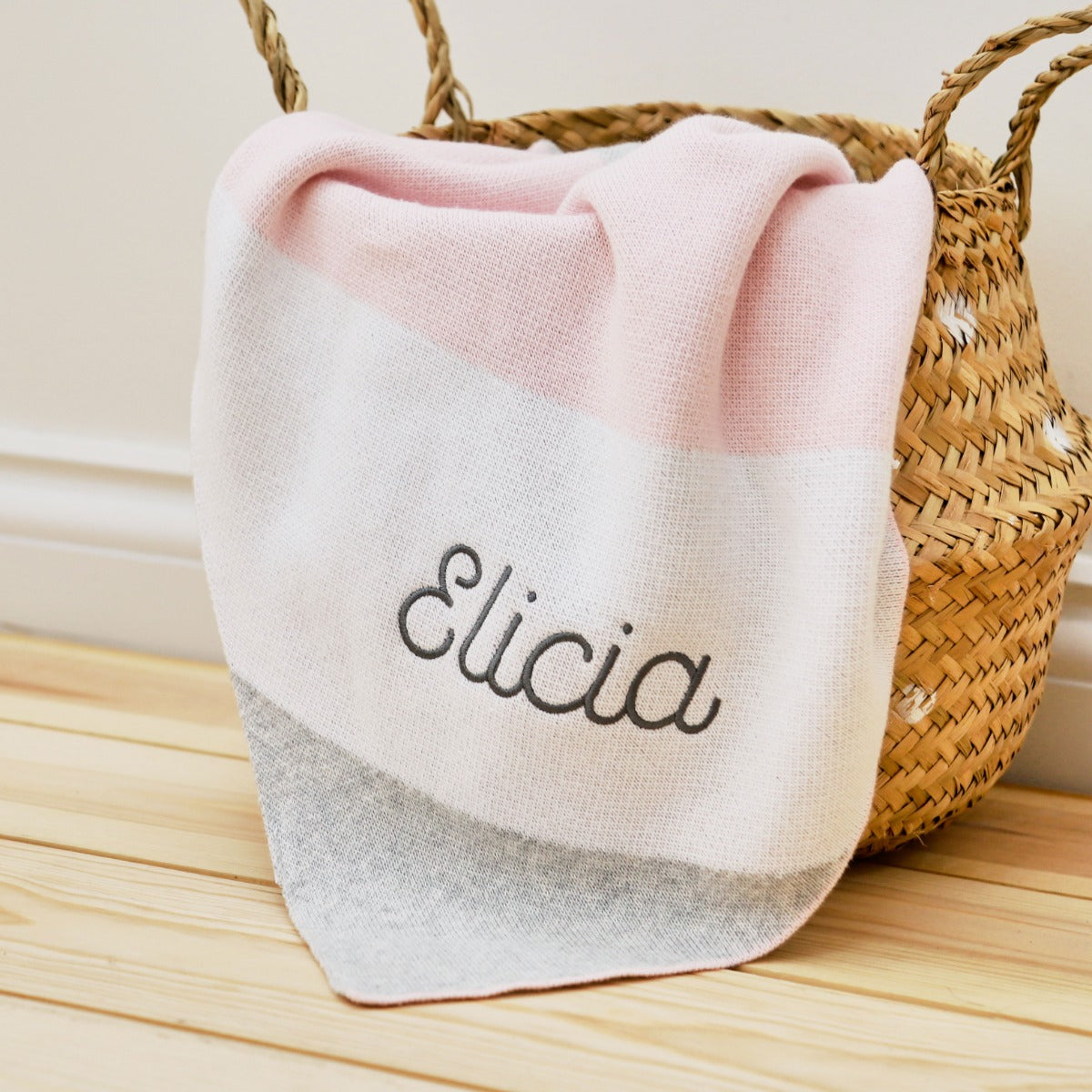Personalised Pink Striped Blanket