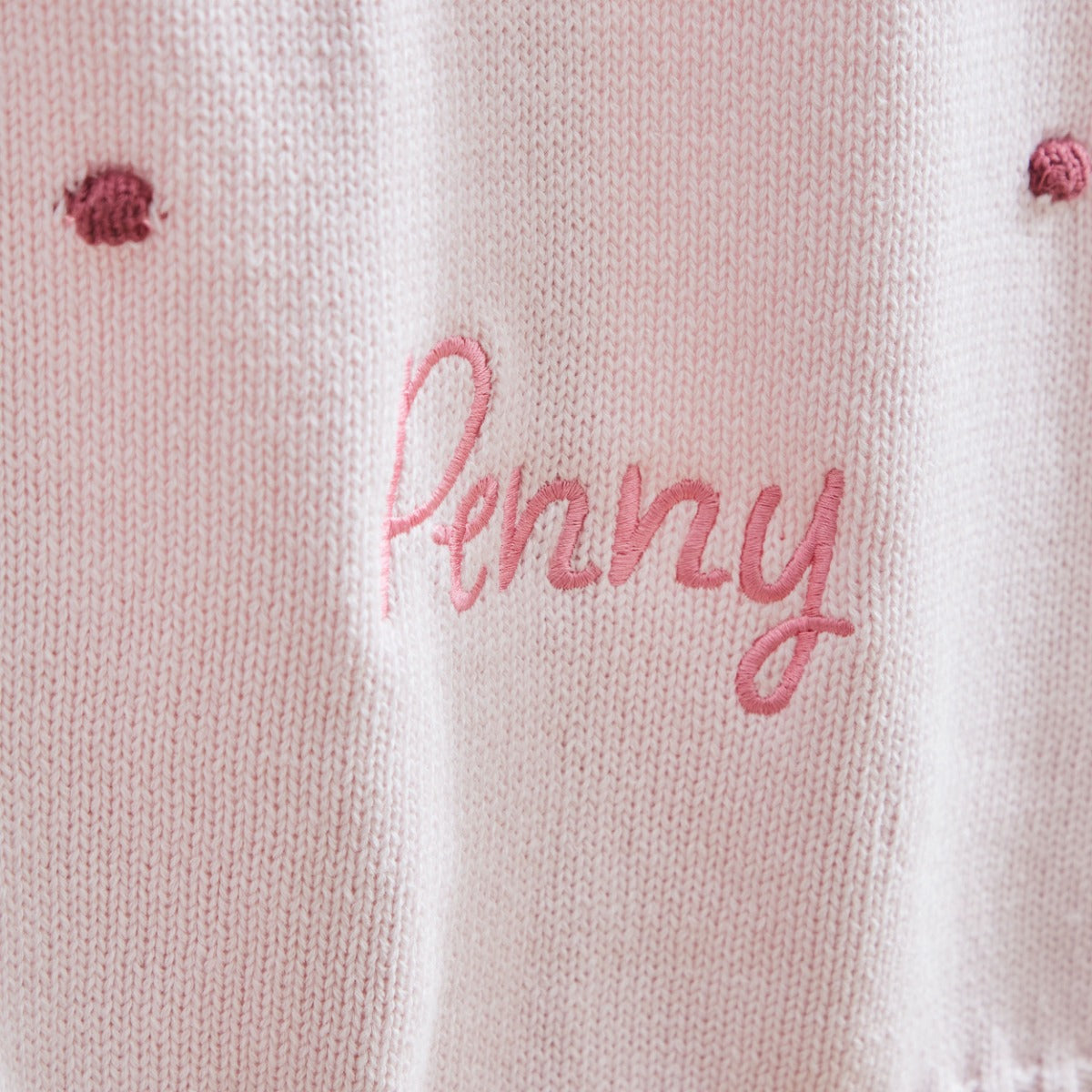 Personalised Pink Spot Bobble Blanket 