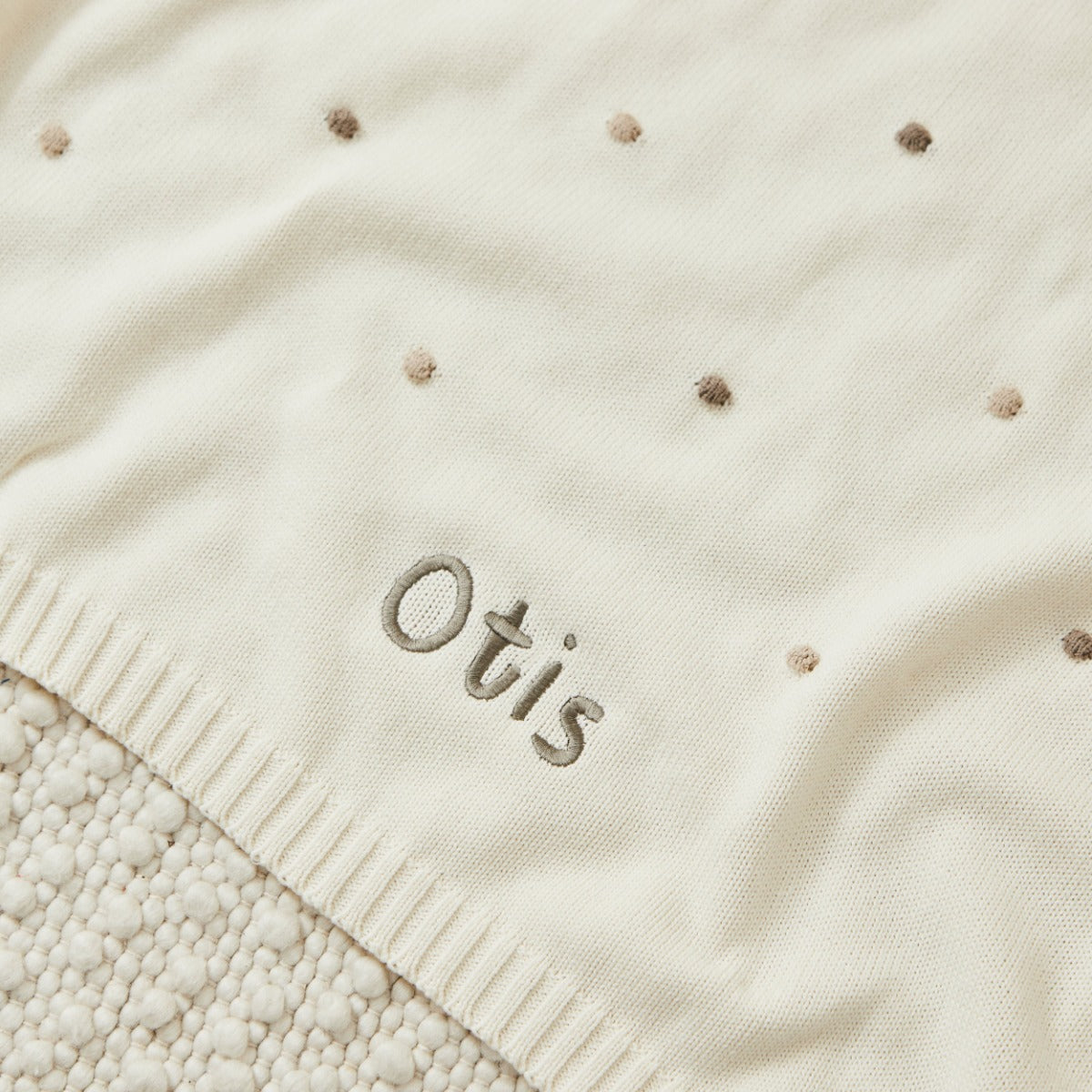 Personalised Neutral Spot Bobble Blanket