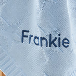 Personalised Light Blue Star Jacquard Baby Blanket