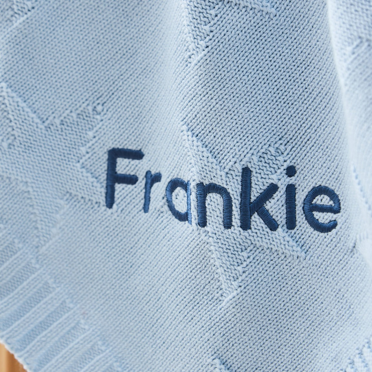 Personalised Light Blue Star Jacquard Baby Blanket