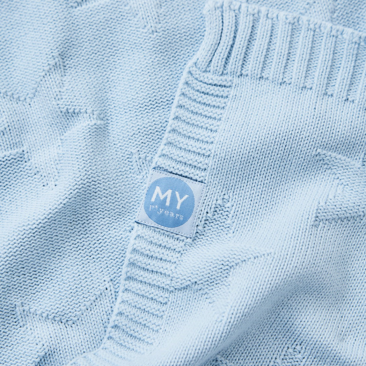 Personalised Light Blue Star Jacquard Baby Blanket