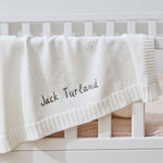Personalised Cashmere Blend Pointelle Baby Blanket in Ivory