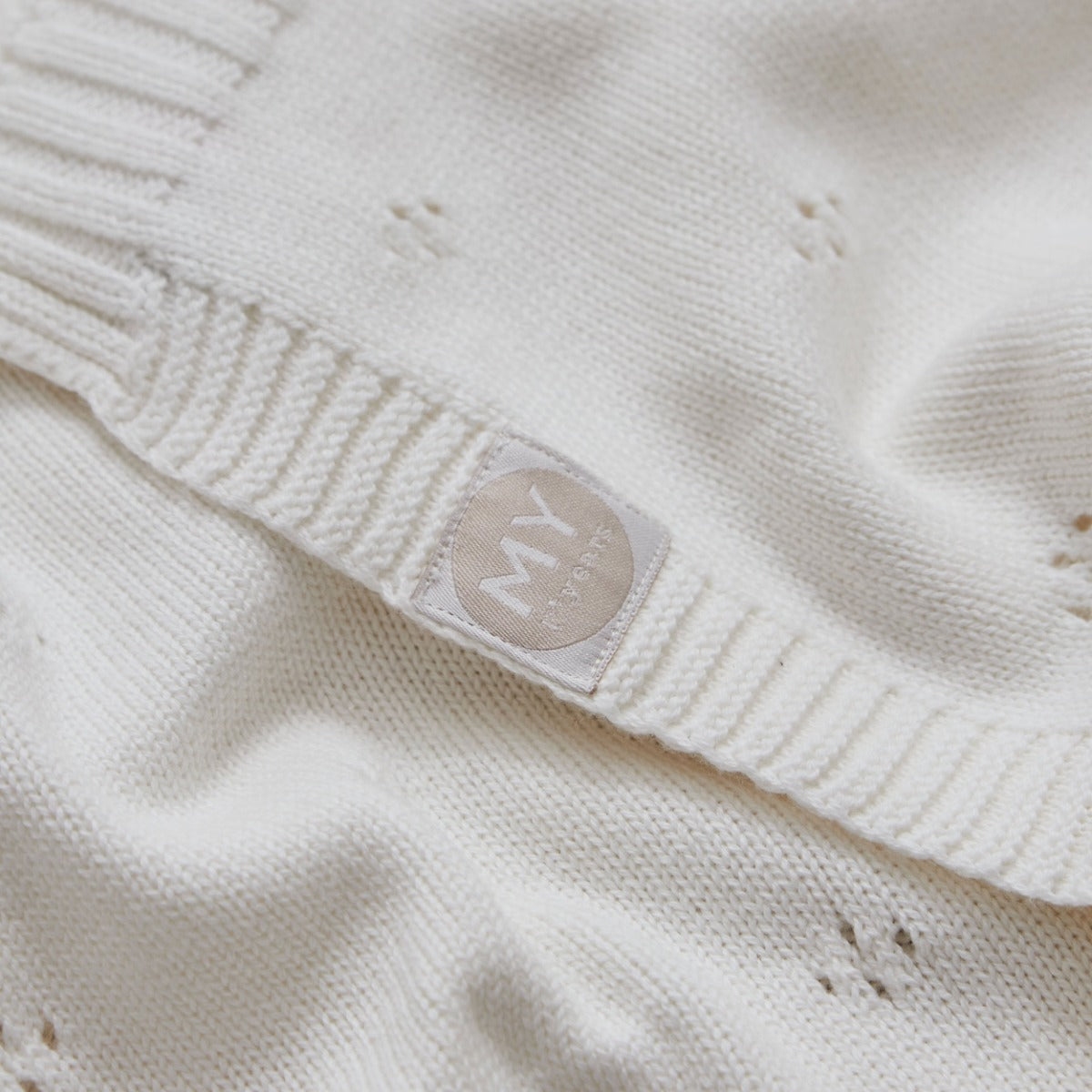 Personalised Cashmere Blend Pointelle Baby Blanket in Ivory