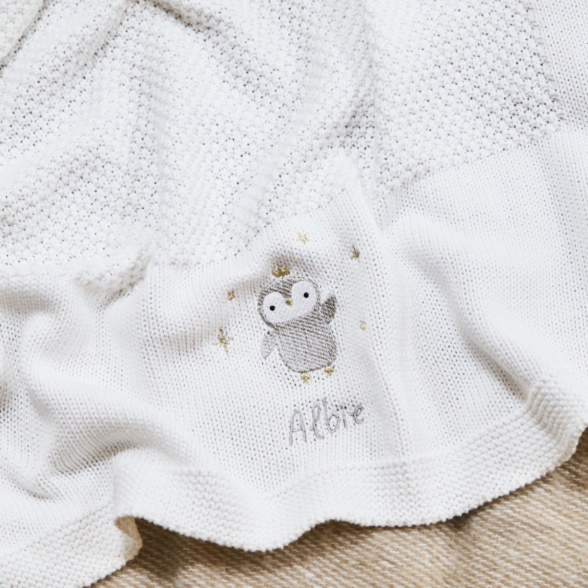 Personalised Penguin Ivory Shawl