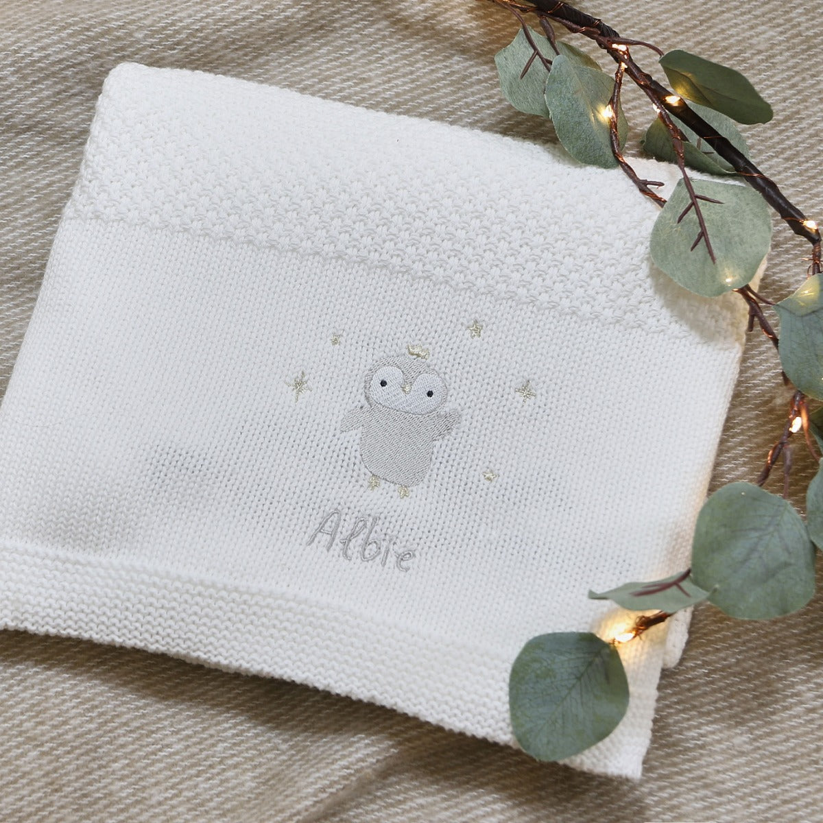 Personalised Penguin Ivory Shawl