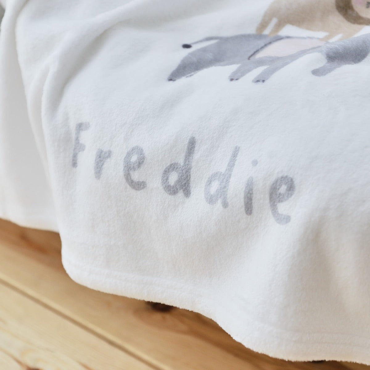 Personalised Born to be Loved Animal Fleece Blanket