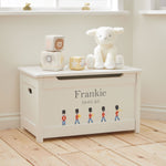 Personalised White Soldier Design Panelled Toy Box FSC®