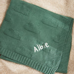 Personalised Forest Green Cloud Jacquard Blanket