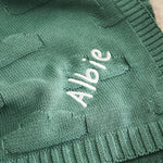 Personalised Forest Green Cloud Jacquard Blanket