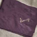 Personalised Plum Flower Jacquard Baby Blanket