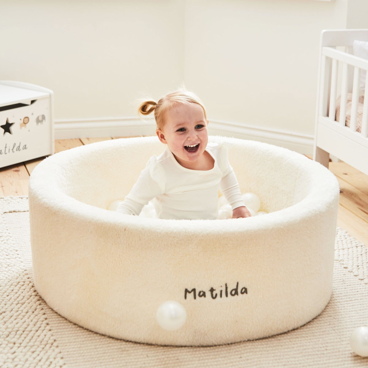 Personalised Cream Teddy Ball Pit 