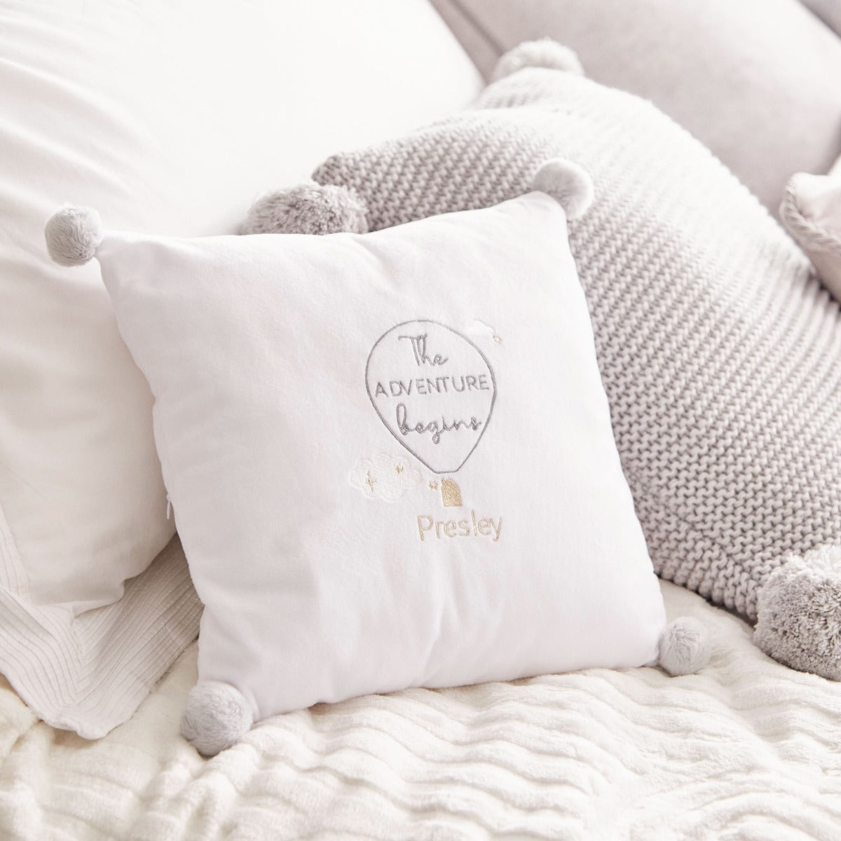 Personalised Hot Air Balloon Design Baby Cushion