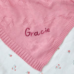 Personalised Daisy Peony Pink Jacquard Baby Blanket 
