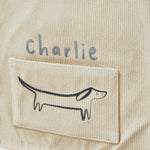 Personalised Sausage Dog Ecru Storage Cube