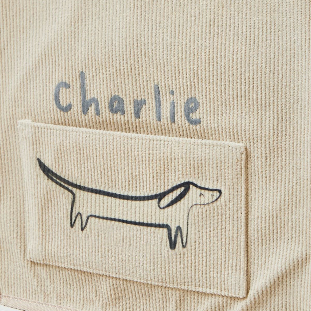 Personalised Sausage Dog Ecru Storage Cube
