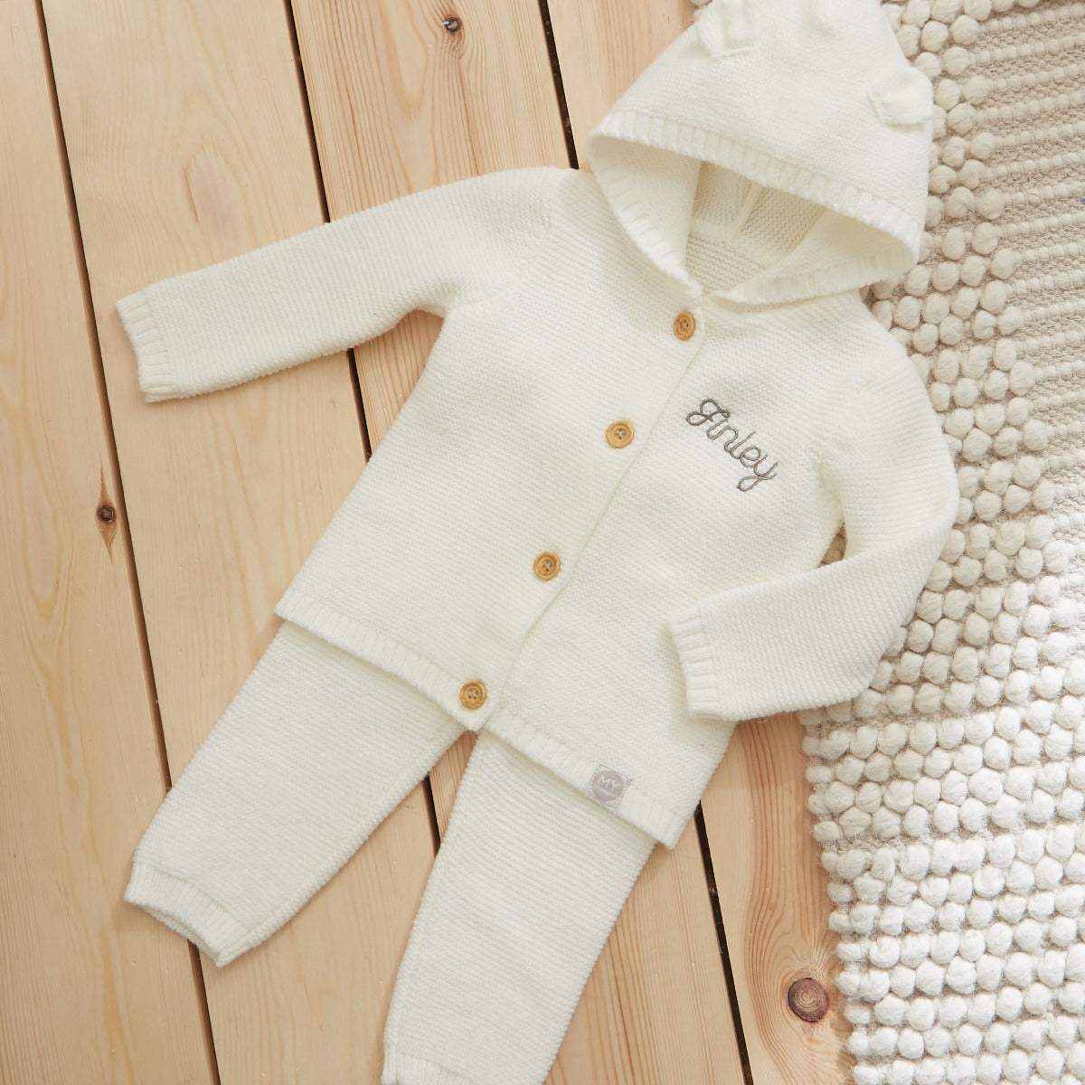 Personalised Ivory Knitted Cardigan and Legging Kids Outfit Set