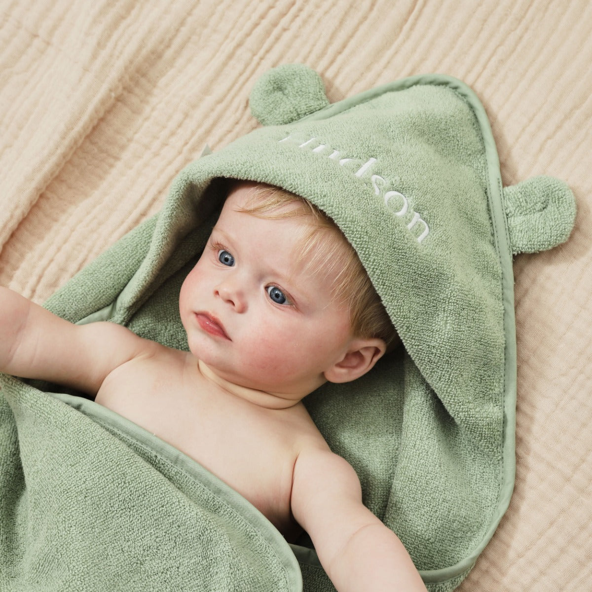 Personalised Sage Green Hooded Towel