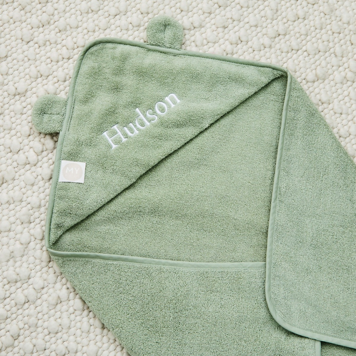 Personalised Sage Green Hooded Towel