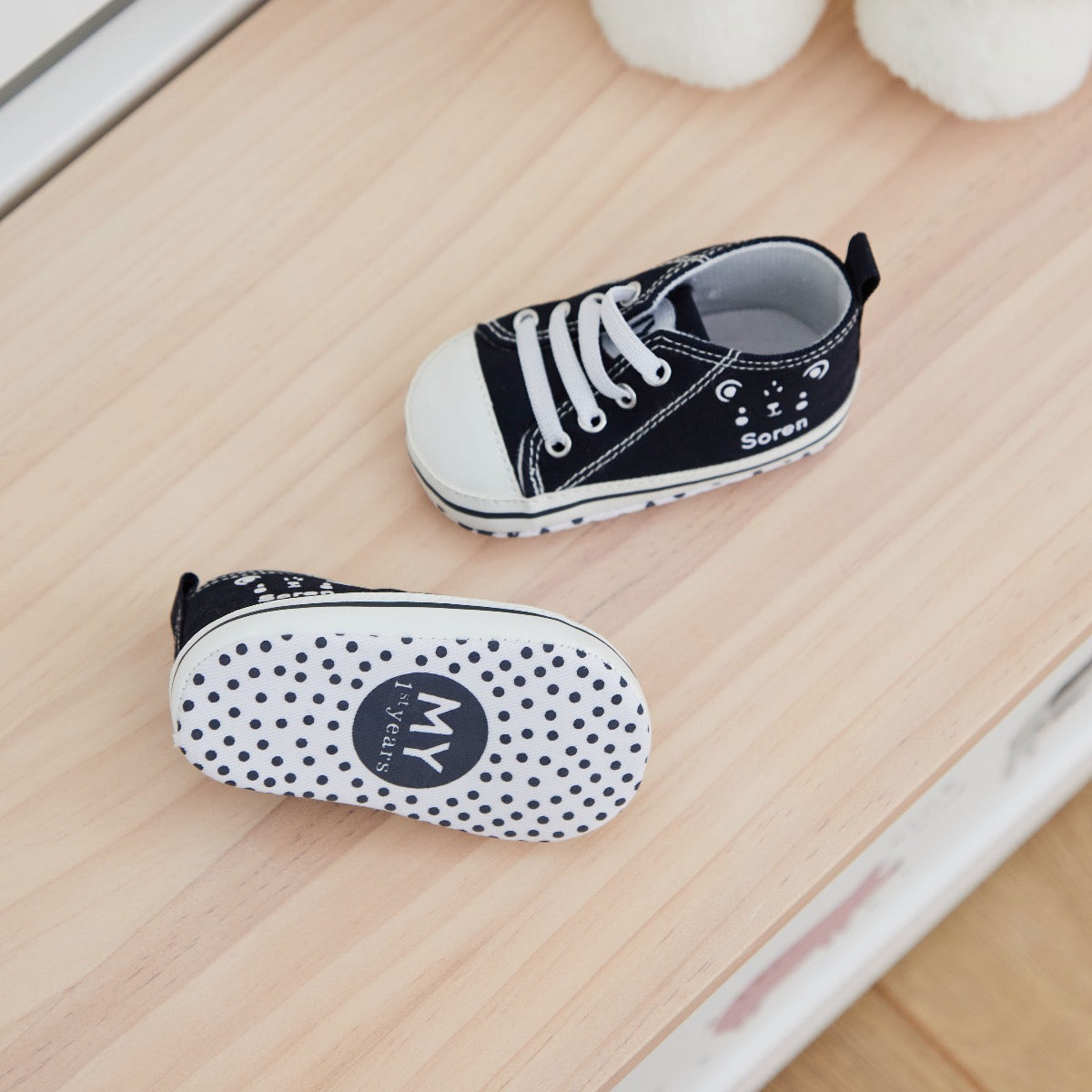 Personalised Navy Bear Design High Top Shoes