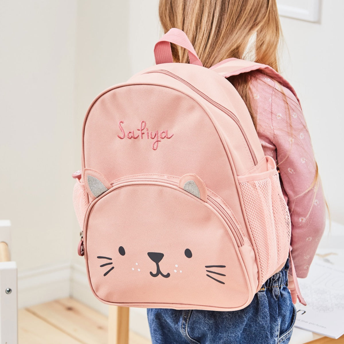 Personalised Pink Cat Medium Backpack