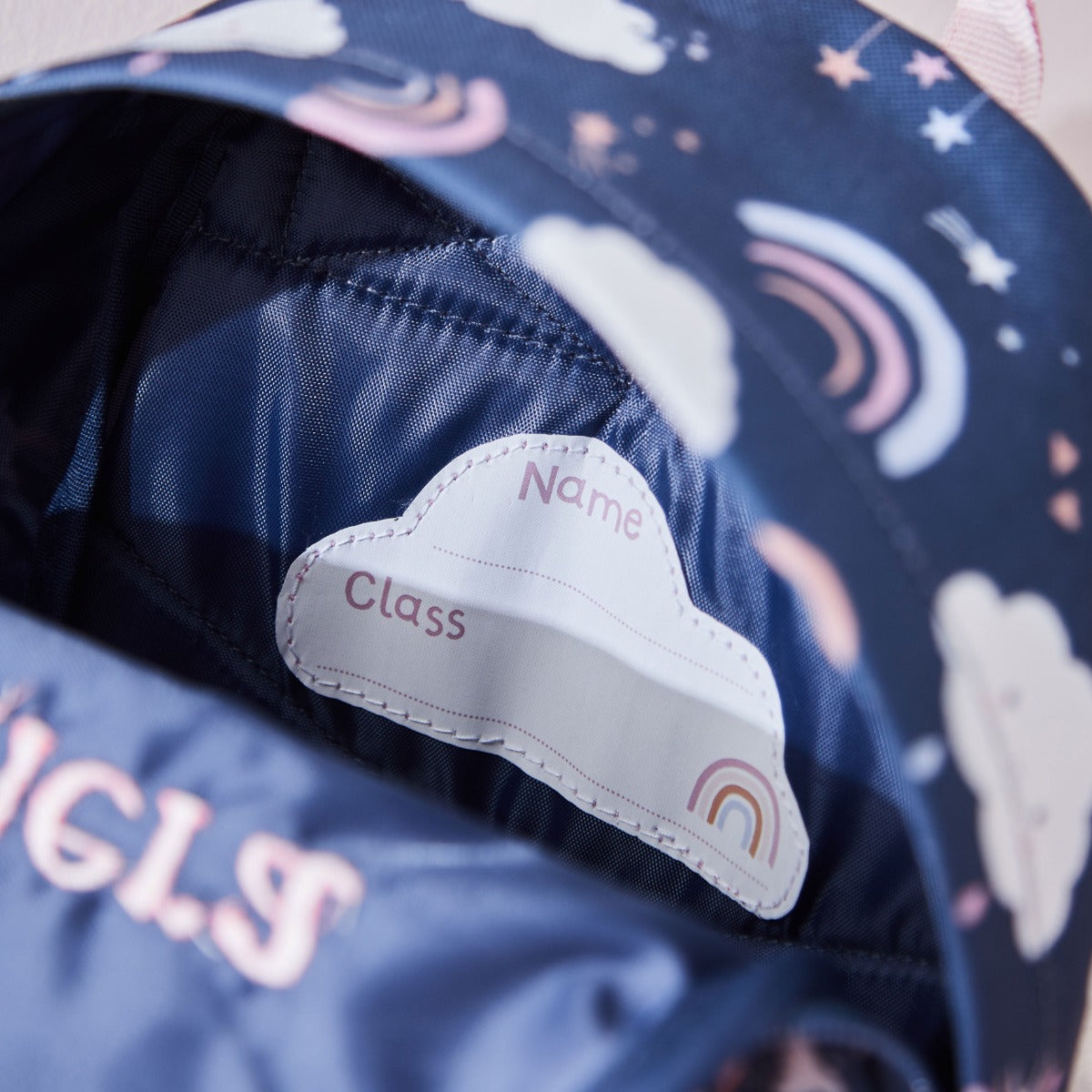 Personalised Blue Rainbow Print Classic Mini Backpack