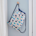 Personalised Grey Dinosaur Print Drawstring Bag