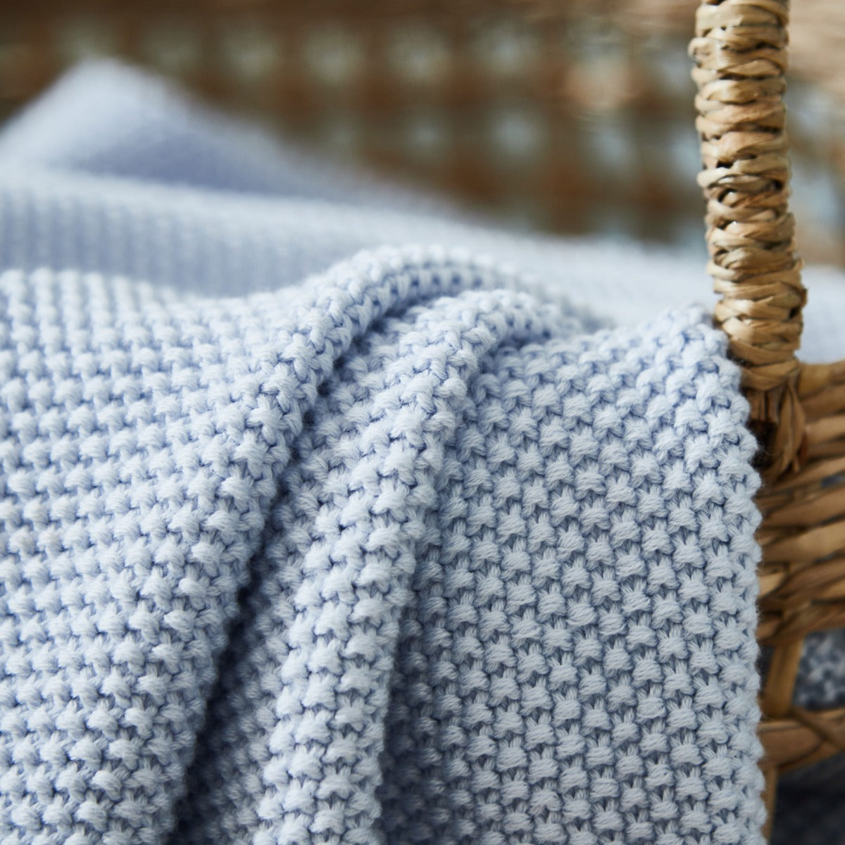 Personalised Blue Textured Knit Baby Shawl