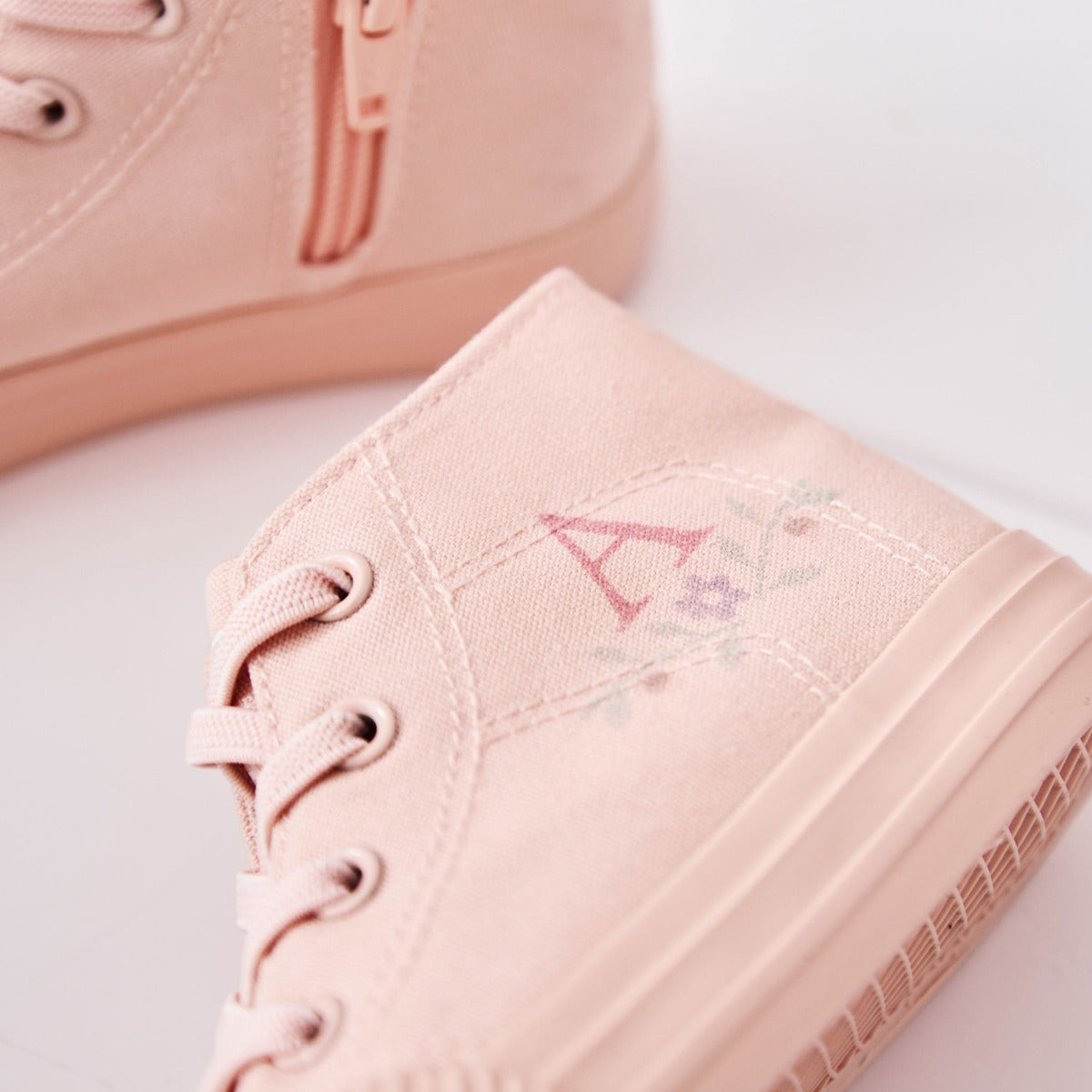 Personalised Floral Cross-Stitch Toddler High Top Trainers