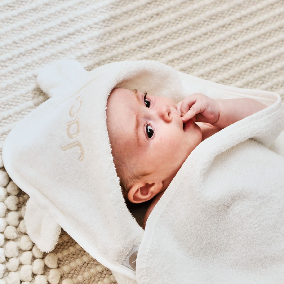 Personalised Small Ivory Hooded Towel