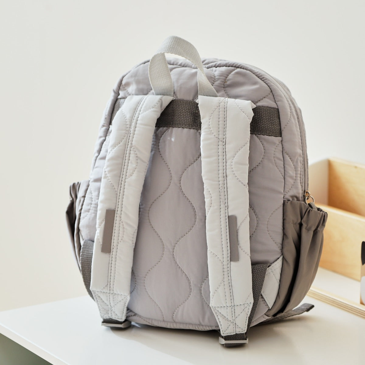 Personalised Grey Quilted Medium Backpack