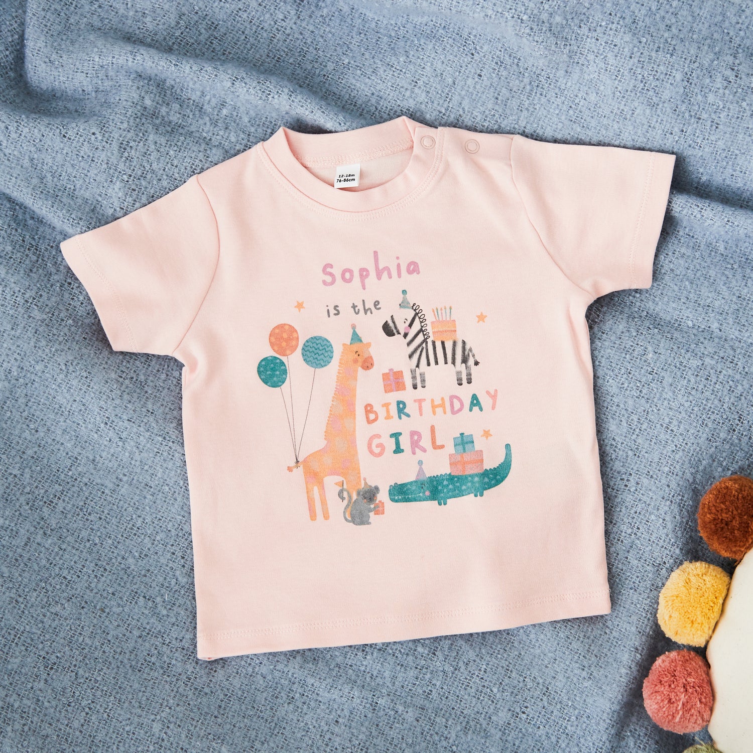 Personalised Safari Birthday Girl Pink T-Shirt 