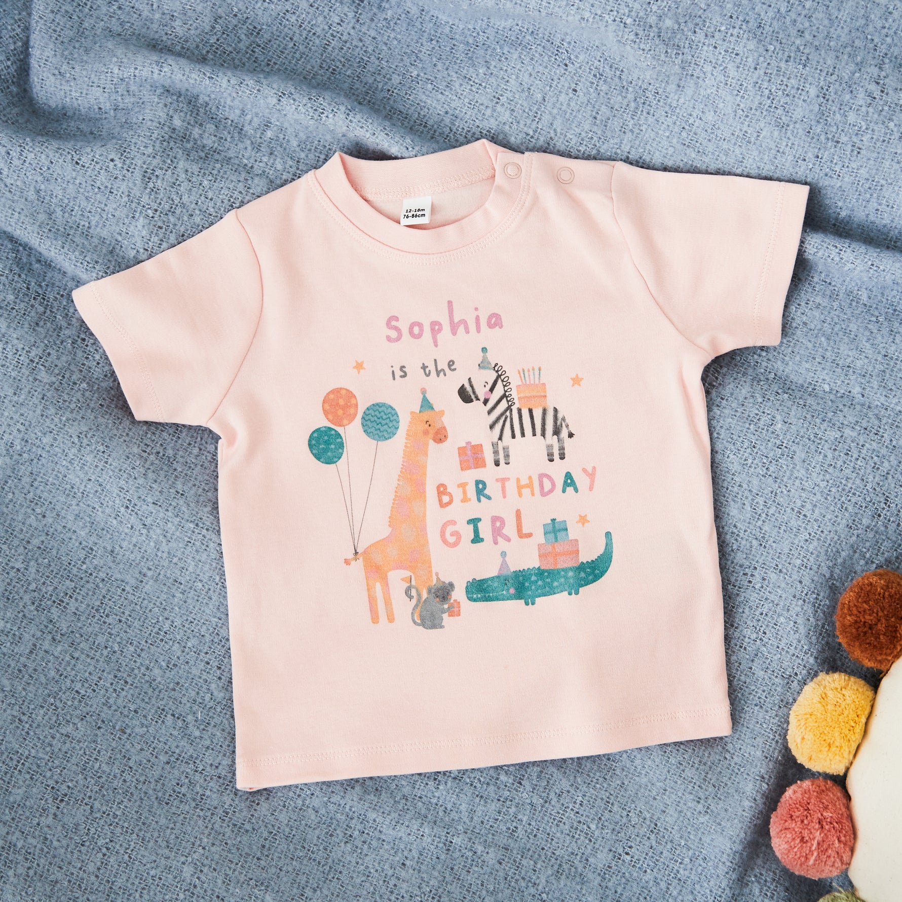 Personalised Safari Birthday Girl Pink T-Shirt 