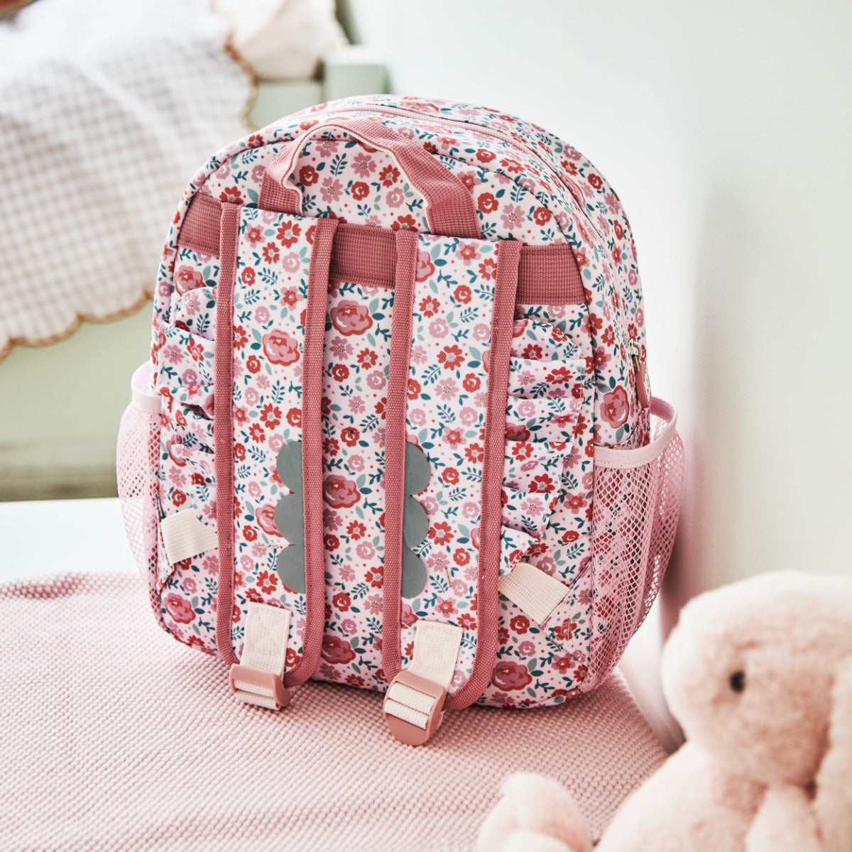 Personalised Pink Ditsy Print Classic Medium Backpack