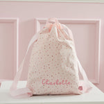 Personalised Pink Spot Drawstring Bag