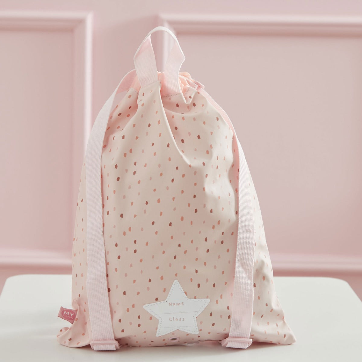 Personalised Pink Spot Drawstring Bag