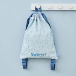 Personalised Blue Spot Drawstring Bag