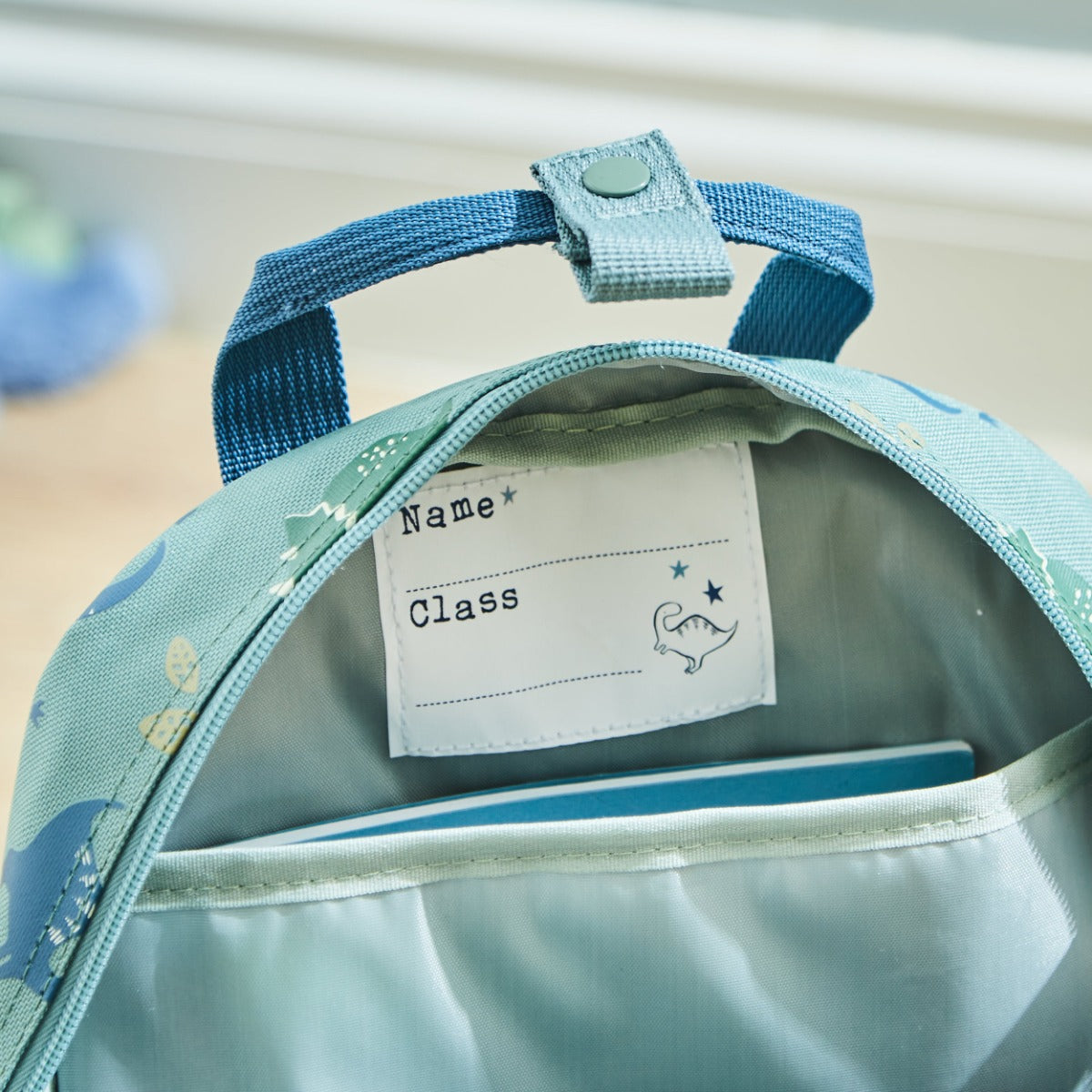 Personalised Khaki Dinosaur Print Medium Backpack