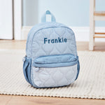 Personalised Blue Quilted Medium Backpack