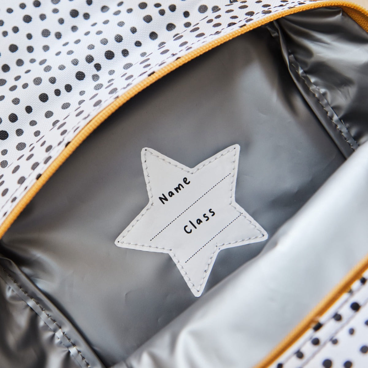 Personalised Black and White Polka Dot Print Lunch Bag