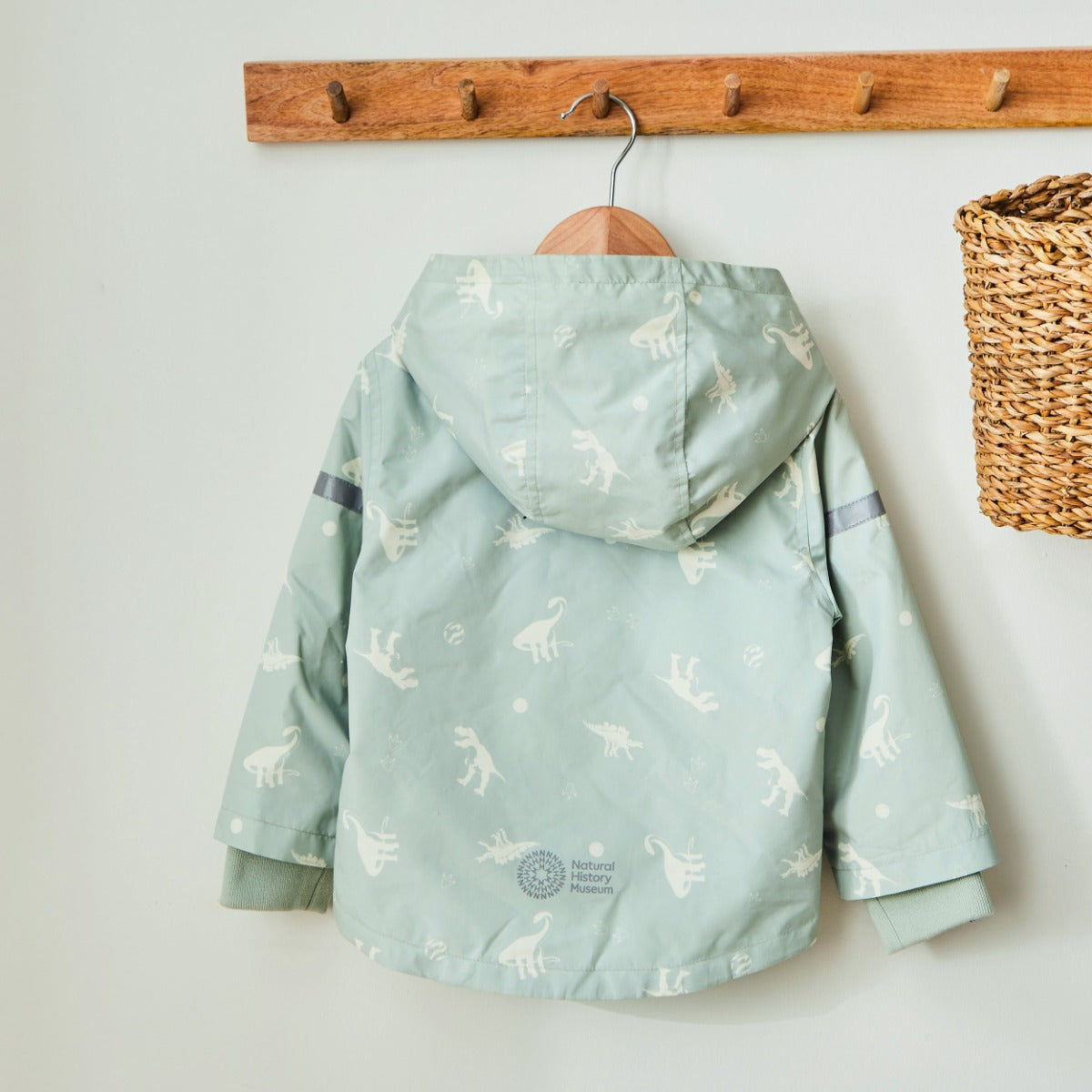 Personalised Natural History Museum Green Dinosaur Raincoat