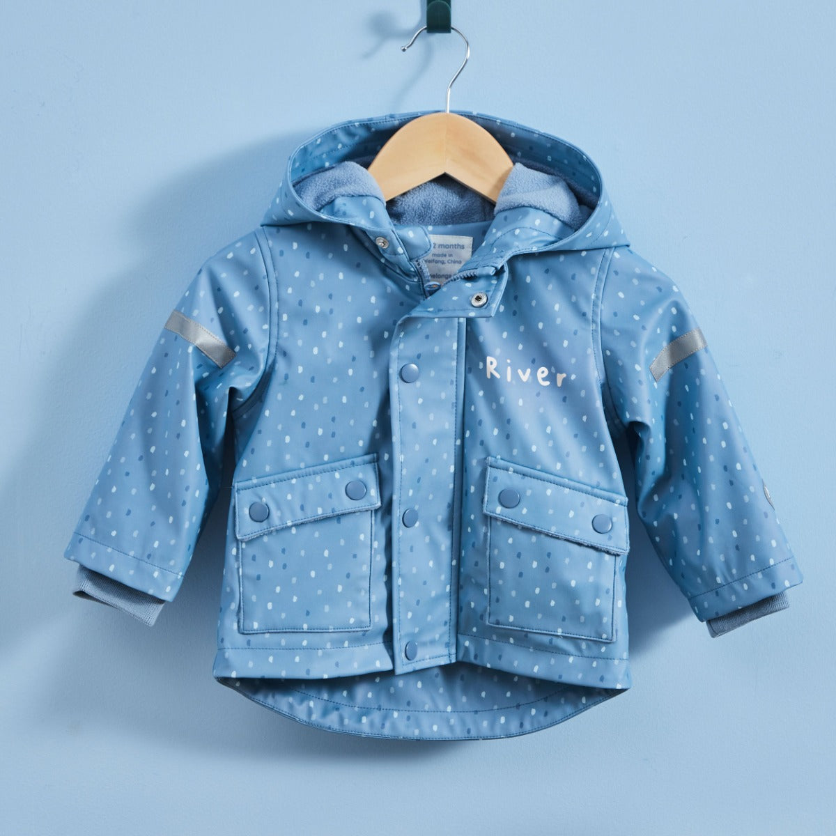Personalised Blue Spot PU Rain Mac 