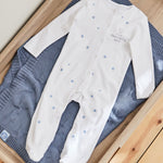 Personalised On Your Christening Day Blue Star Jersey Sleepsuit